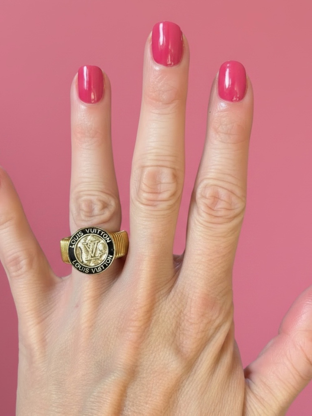 LV Louis Vuitton Upcycled Button Cocktail Ring
